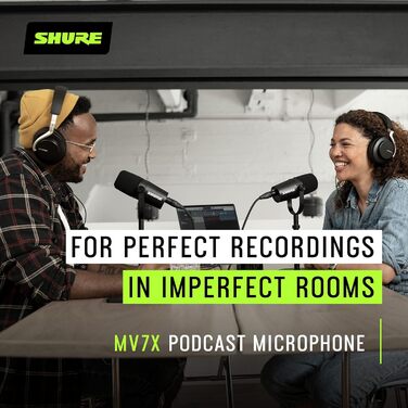 Мікрофон Shure MV7X XLR – Динамічний мікрофон для подкастів та вокалу, з технологією ізоляції звуку, чорний