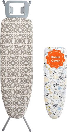 Гладильна дошка з парогенератором VEVOR, 2 шт., з підставкою для праски, розкладний стіл з 4 шарами, 1100 x 334 мм, 7 рівнів висоти (715–915 мм), вантажопідйомність 20 кг, бежевий