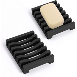 Набір з 2 силіконових мильниць AstraLoom з самостійним зливом, легко чистяться, неслизькі та міцні, для ванної кімнати, кухні, мила (Чорний)