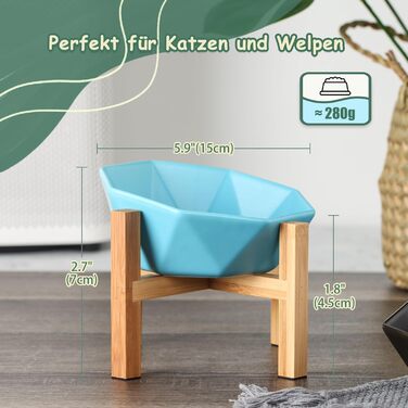 Керамічна годівниця для котів та собак на підставці, зелена. Підвищена годівниця, миска для корму, станція для годування.