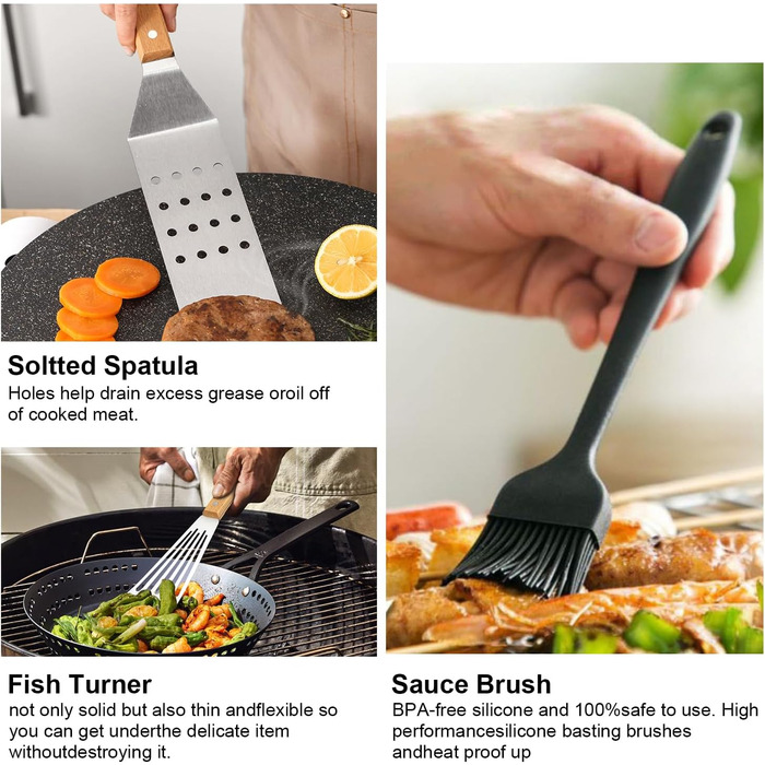 Набір аксесуарів для тепаньякі: 34 шт. з нержавіючої сталі, з кейсом, для газових грилів Blackstone та інших