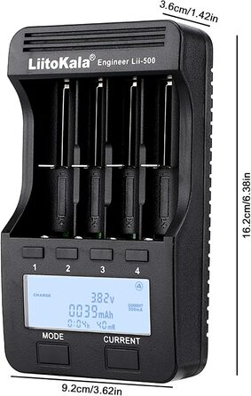 Зарядний пристрій LiitoKala Lii-500 для Li-ion, LiFePO4, Ni-MH/Cd акумуляторів 18650/21700/26650/AA/AAA/C/9V з LCD-дисплеєм