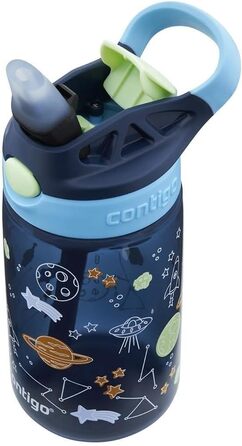 Contigo Kinder Easy Clean Autospout Sippy Cup with Straw, BPA-Free Durable Water Bottle, 100% Leak-Proof, Easy to Clean, Ideal for Daycare, Preschool, School, and Sports, 420 ml (Blueberry Cosmos, Plastic)