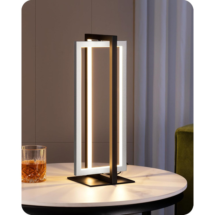 LED настільна лампа EDISHINE з дерева, торкання, регулювання яскравості та функцією пам'яті, 3 колірні температури, 350 люмен, для вітальні, офісу, подарунок (сріблястий)