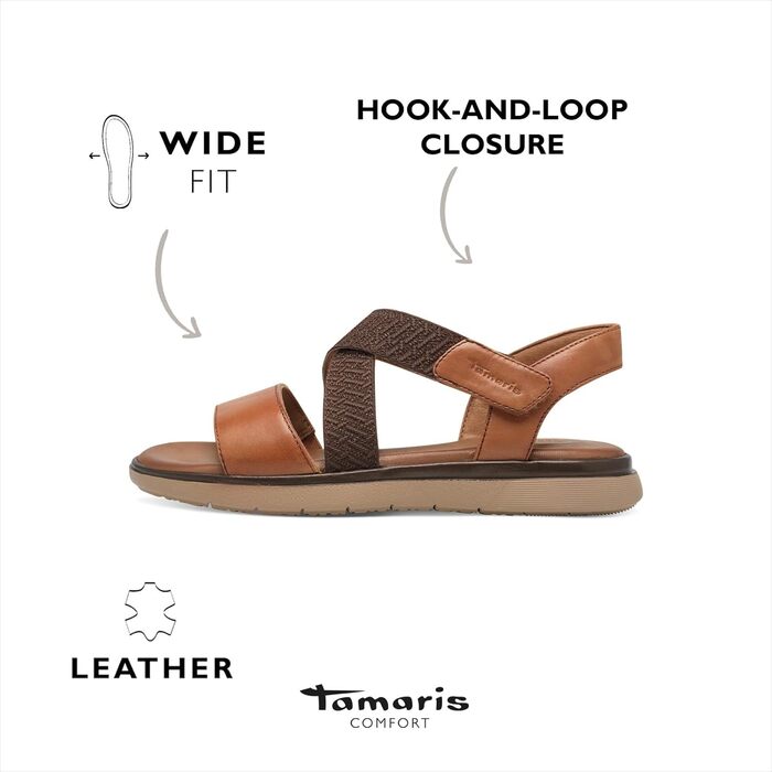 Босоніжки жіночі Tamaris Wide FIT 8-88600-44, 38 EU, колір Nut (бежевий), широка колодка
