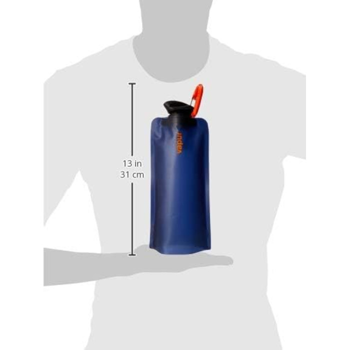 Eclipse Plastic Collapsible/Rollable Water Bottle, Reusable (1 Liter, 33 Ounces - 2 pack, Night Blue)