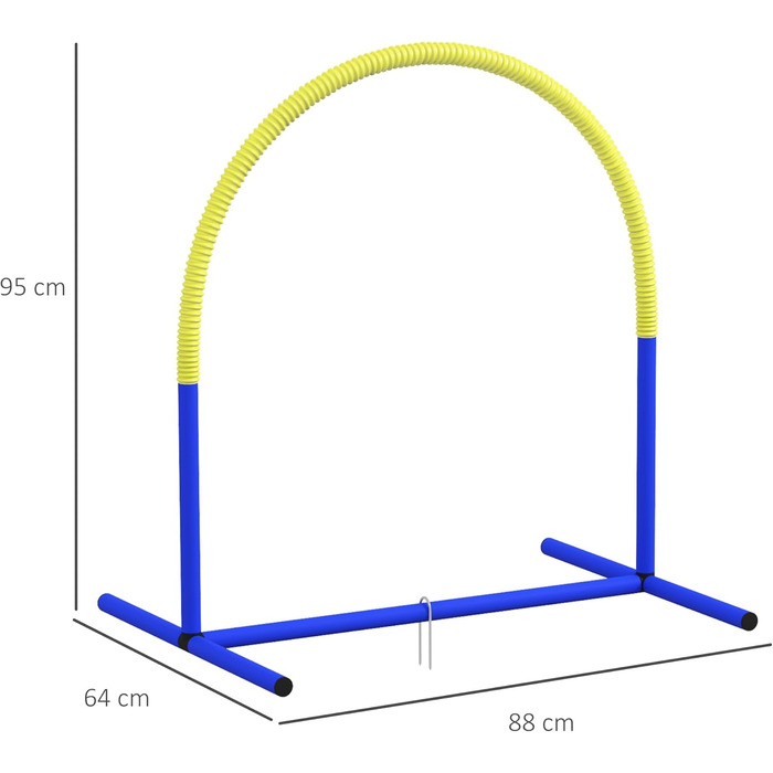 Набір для аджиліті для собак PawHut, 4 елементи, для старших собак, з сумкою, блакитний+жовтий, 88 x 64 x 95 см