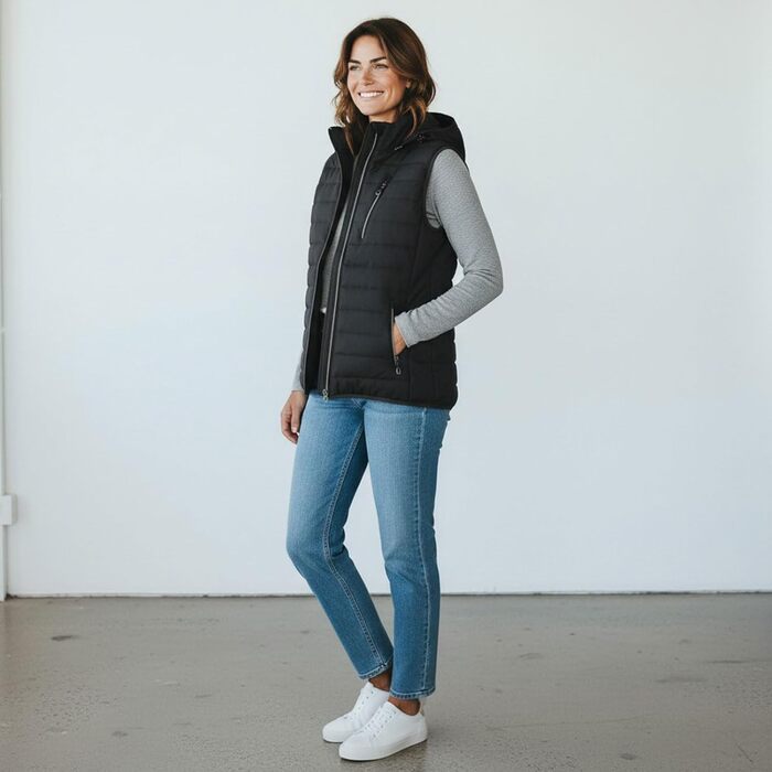 Жіноча степна жилетка Blue Wave Nathalie знімною капюшоном, меланжевий колір (46, антрацит)