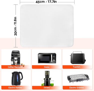 Термостійкий килимок 30 x 45 см - захист від нагріву для повітряної фритюрниці, стіл, робоча поверхня, масло- та водовідштовхувальний, легко миється, білий, 1 шт.