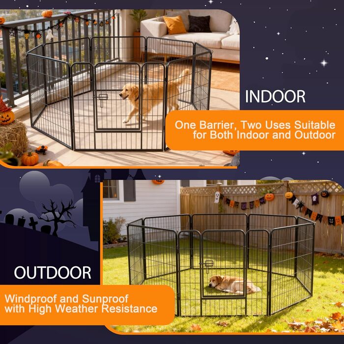 Загін для собак, комплект з 8 панелей, 80x60 см, зона відпочинку для собак та домашніх тварин, для дому та вулиці