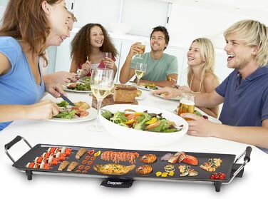BEPER Electric Grill with Glass Lid - Non-Stick Coated Grill Plate, Stainless Steel, 1800W