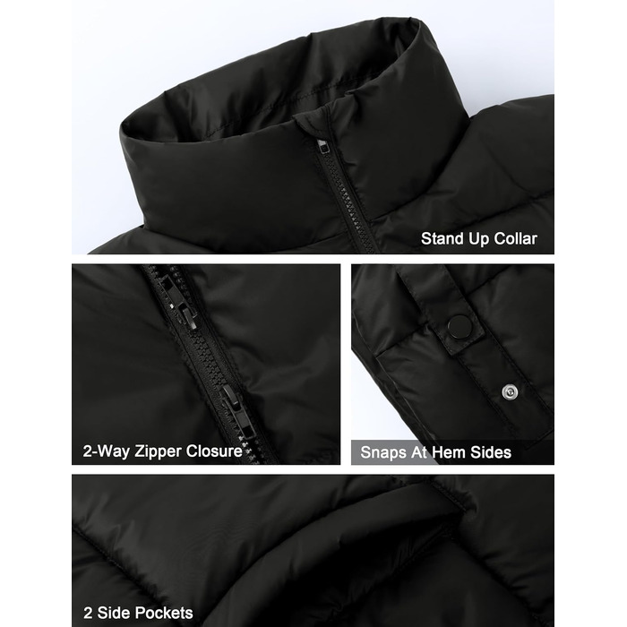 Легка степкова жилетка Fengbay з пухом та стоячим коміром для осені та зими (Чорний, M)