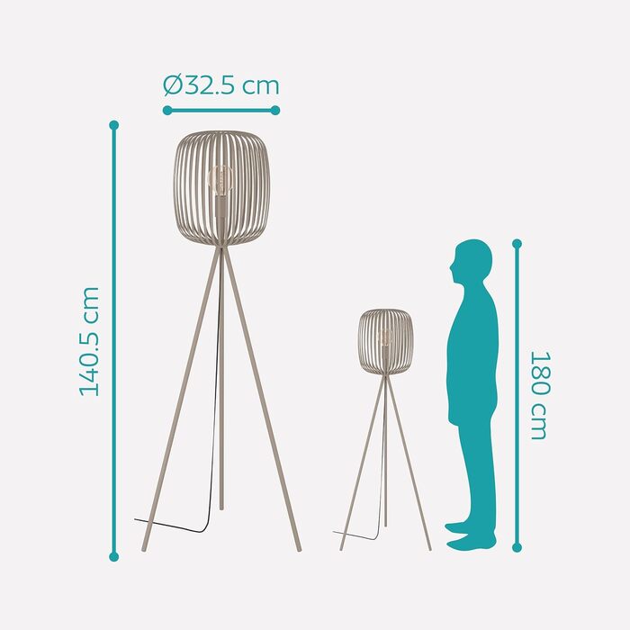 Настільна лампа EGLO Romazzina на штативі: металева тринога, чорний колір, Е27, для спальні та вітальні