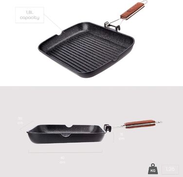 Сковорода-гриль Wecook! Ecochef 34x24 см алюмінієва з антипригарним покриттям