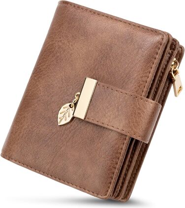 WACCET Wallet for Women Small, Ladies Purse RFID Blocking PU Leather Large Capacity Wallet with 14 Card Slots and Zipper Coin Pocket Small Wallet for Women