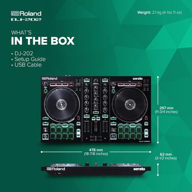 DJ контролер Roland DJ-202: 2-канальний контролер для Serato Intro з 4 деками