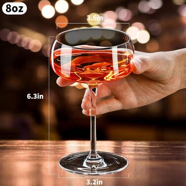 Набір келихів для Мартіні ParaCity 240 мл (4 шт), кришталеві келихи для коктейлів, шампанського, текіли, святкування