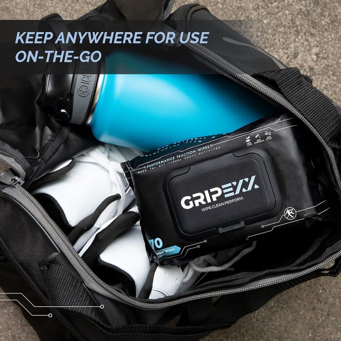 GRIPEXX Shoe Cleaner Wipes, 70 Shoe Wipes, Removes Dirt, Grime & Provides Traction, 2-in-1 Multipurpose Sneaker Wipes for Basketball Shoe Grip & Sneakerheads