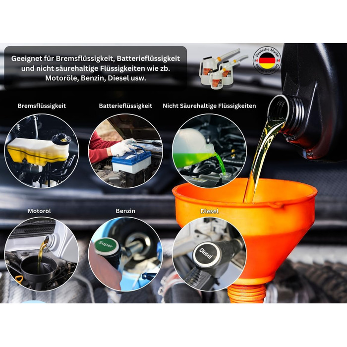 HERO Filling Can, Measuring Can, SET 1L + 3L + 5L Measuring Cups with Flexible Spout and Lid, Water Can, Car Oil Change, Automotive