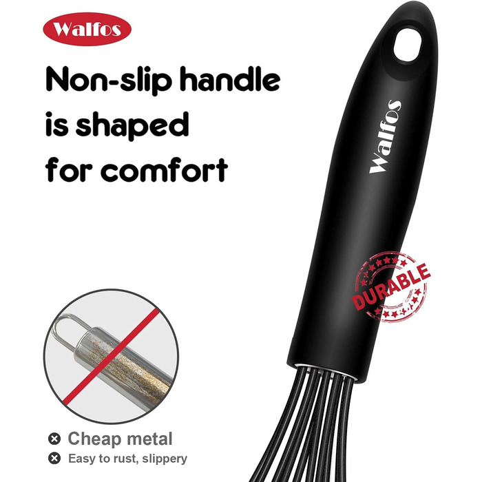 Віночок кухонний Walfos силіконовий (21 см + 23 см + 28 см) чорний - для збивання та перемішування