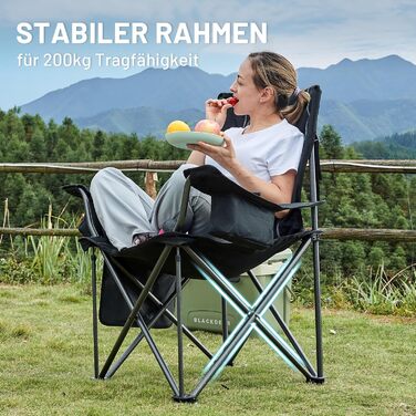 Кампінговий стілець розкладний Timber Ridge 2 шт, 200 кг, 63 см, з ізольованою сумкою-холодильником, чорний