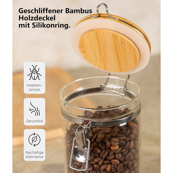 Набір кавових контейнерів Deco haus® 2 шт. з етикетками, 1,3 л - для кави, цукру, борошна, мюслі. Повітряно-непроникні контейнери для зберігання продуктів.