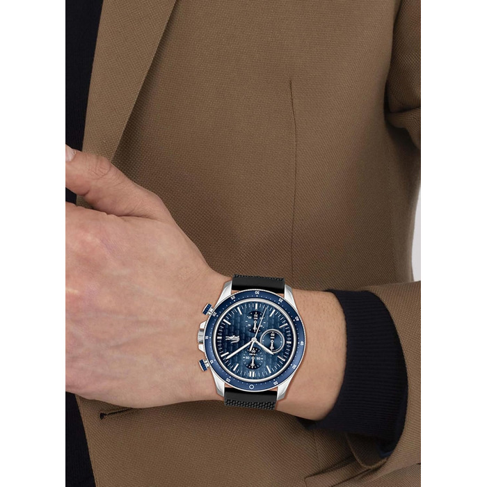 Годинник чоловічий Lacoste Neo Heritage Chronograph Quartz (чорний) з браслетом з нержавіючої сталі або силікону