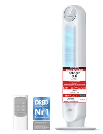 Турбо вентилятор Dreo з DC мотором, 20dB, 11 м дальності, 9 режимів, пульт дистанційного керування, таймер 12 годин, осциляція 90°, для спальні