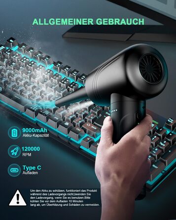 Електричний пилосос JoyGeek G711 для чищення клавіатури, ПК, авто, софи та камери - 120000 об/хв, 9000mAh, з LED-підсвічуванням та щіткою