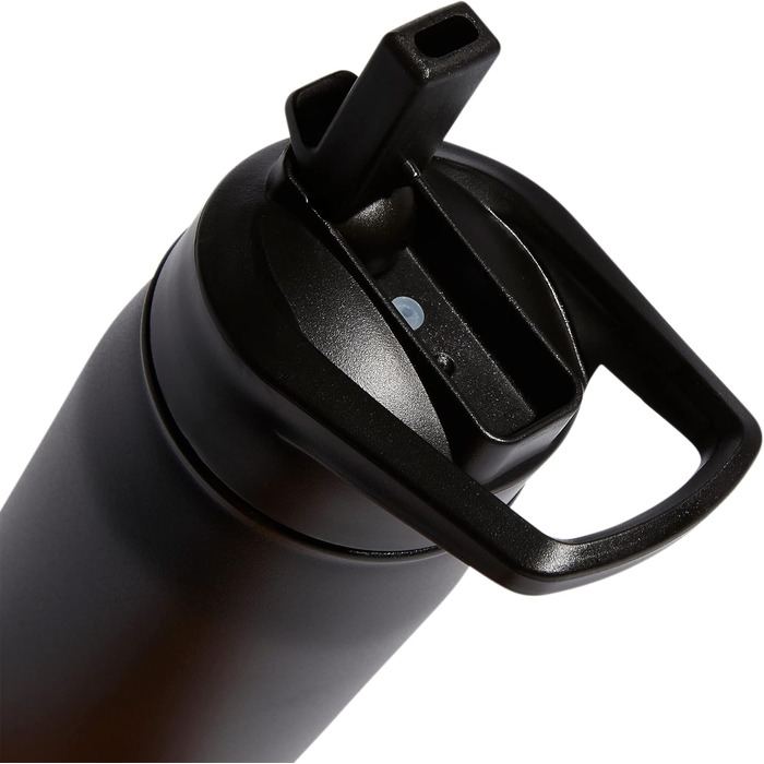 adidas 18/8 Stainless Steel Straw Top Metal Water Bottle, Black/Onix, 600 ml (20 oz)