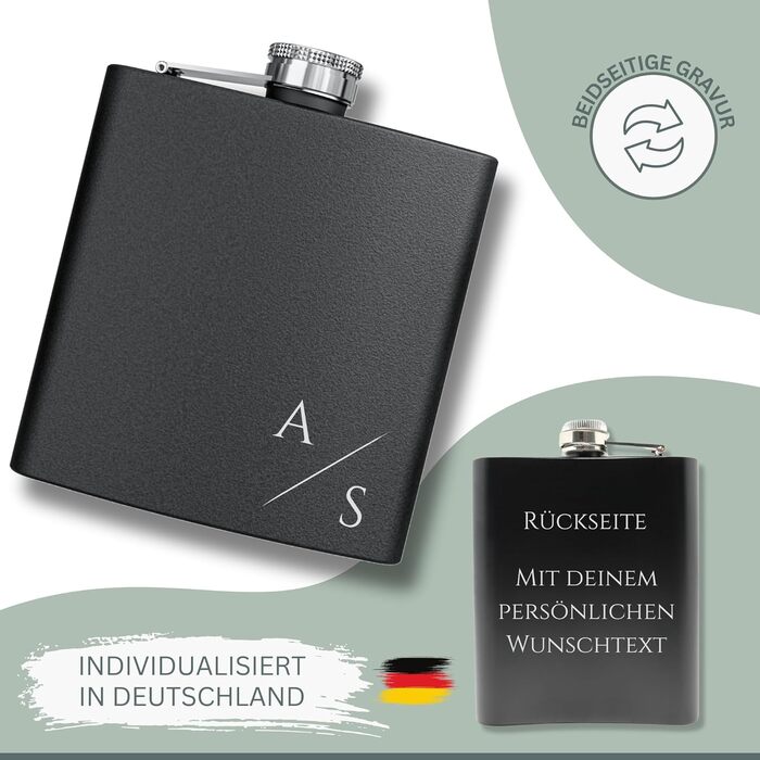 Набір фляг з гравіюванням - персоналізований з іменем - ідеальний подарунок на весілля та для чоловіків - нержавіюча сталь (Дизайн 8)