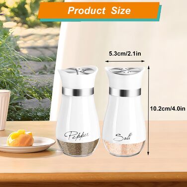Набір для солі та перцю з нержавіючої сталі з скляною пляшечкою, диспенсер для спецій, аксесуари для кухні, дому, ресторану, обіднього столу (білий)