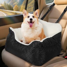 Автокрісло для собак Eikuavons - чорне, 47x47x21 см, з кишенями та шнуром для прив'язування