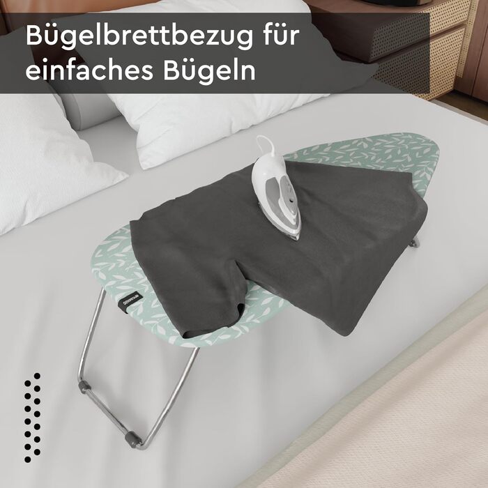 Чохол для прасувального столу Encasa XO з фетровим покриттям та шнуровим посиленням (підходить для стандартних прасувальних столів 112x34 см), з відбиттям тепла, з принтом 'Міні, зелені листочки'