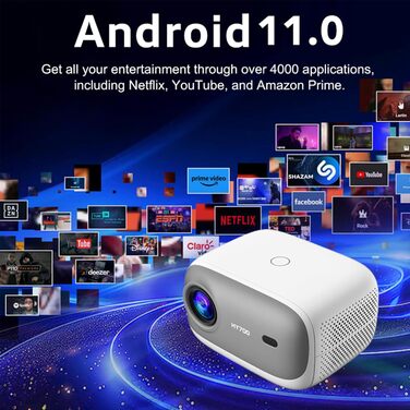 LQWELL HY300 PRO Mini Beamer: портативний проєктор 4K/1080p з Android 11, WiFi 6, Bluetooth 5.0, Airplay/Miracast, для Android/iPhone/PC/Mac/Switch