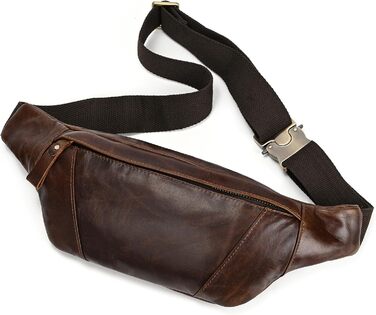 Чоловіча поясна сумка LUUFAN з натуральної шкіри, колір кавовий