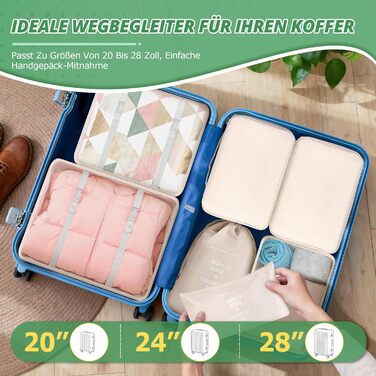 Органайзер для валізи 10 шт. Набір кубиків для пакування, водонепроникні сумки для одягу, взуття, косметики та аксесуарів. Чорний та бежевий кольори.