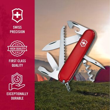 Швейцарський ніж Victorinox Camper - мультитул з 13 функціями, червоний