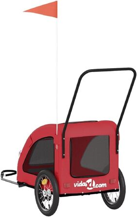 Фургон для собак VidaXL - червоний, 30 кг, Oxford-Gewebe, з прапором та відбивачами