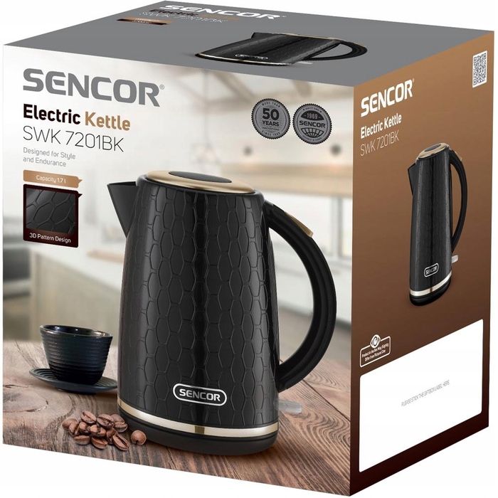 Електричний чайник Sencor SWK 7201BK, 2200 Вт, 1,7 л, чорний