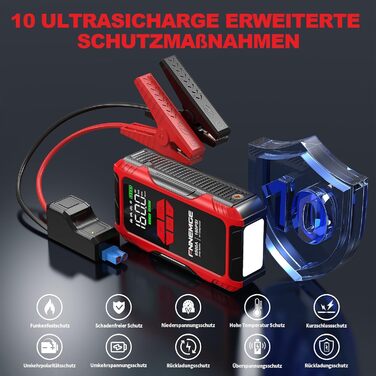 Пауербанк для авто FNNEMGE 26800mAh з пусковим струмом 6500A, компресором 160PSI, LCD-дисплеєм та LED-підсвіткою