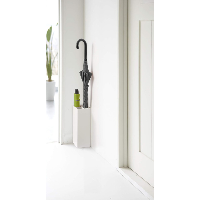 Yamazaki 2814 PLAIN Wardrobe, white, steel/wood, minimalist, 28 x 28 x 177 cm (White, Bundle with umbrella stand, One Size)
