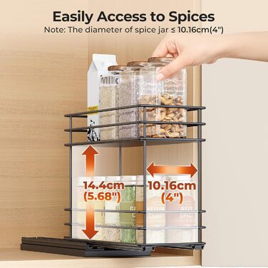 Організатор для спецій Orimade, висувна полиця для спецій, 3 шт., чорний