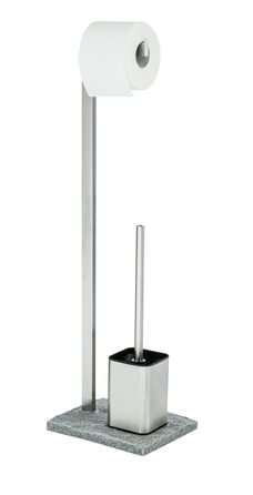Набір для туалету WENKO Granit: тримач для щітки, нержавіюча сталь, сірий, 23 x 73.5 x 19.5 см