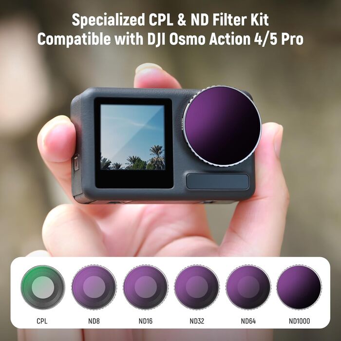 Набір фільтрів NEEWER CPL та ND для DJI Osmo Action 4/5 Pro (4 шт.): CPL, ND8, ND16, ND32. Фільтри для екшн-камери з багатошаровим покриттям.