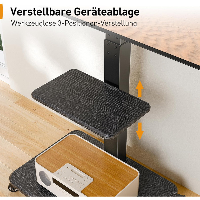 Підставка для телевізора Perlegear на колесах, 32-75 дюймів, до 50 кг, регульована висота, поворотна, нахилена, з підсвічуванням, VESA 600x400mm, PGTVMC27