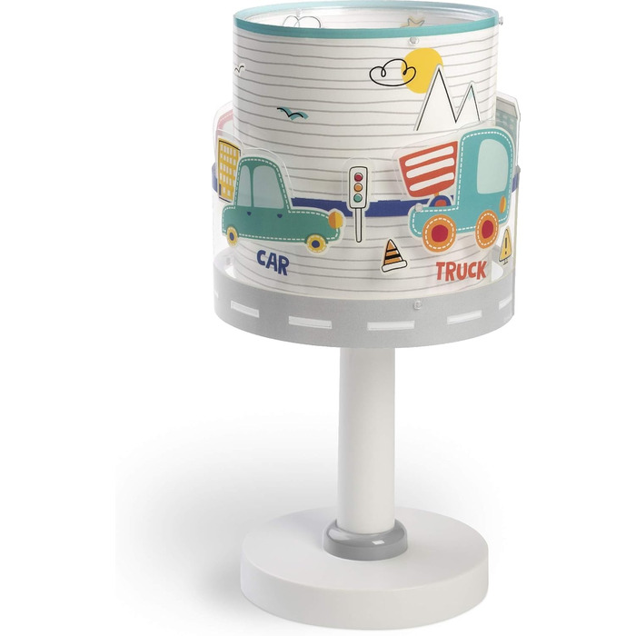 Dalber Children's Table Lamp Bedside Lamp Baby Travel Cars and Airplanes, Colorful
