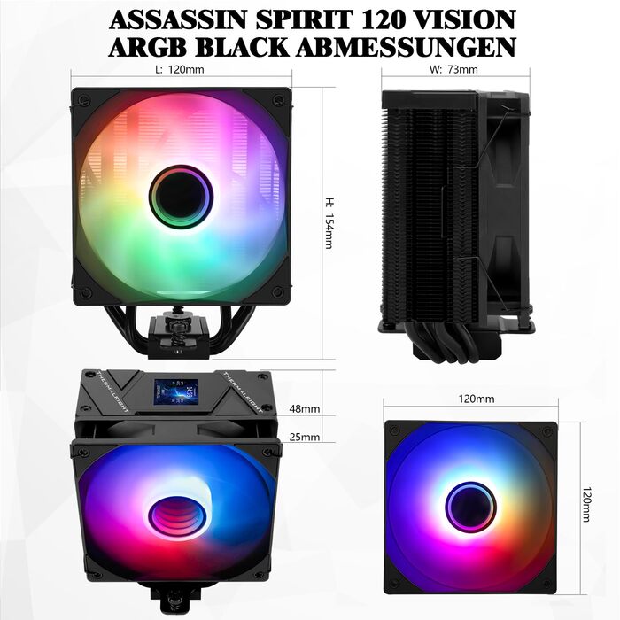 Thermalright Assassin Spirit 120 Vision ARGB: Кулер CPU з IPS LCD екраном 1.54