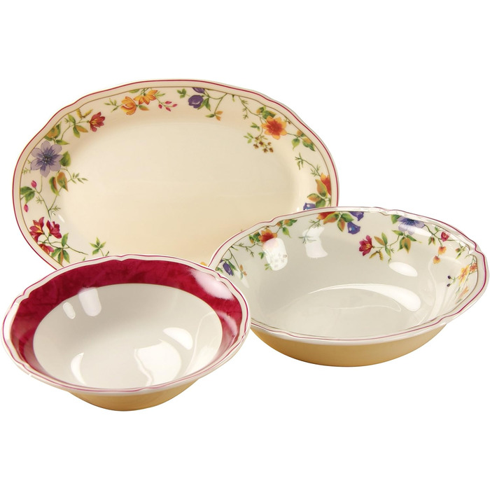 CreaTable, 16145, Cornwall Garden Series, 2-Piece Dinnerware Set, Milk and Sugar Set made of Porcelain, Dishwasher and Microwave Safe, Made in Europe (3-Piece Serving Set)