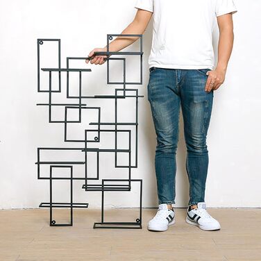 Підвісна полиця для вина на 10 пляшок, металева, чорна, 110x60x10 см (2 шт.)